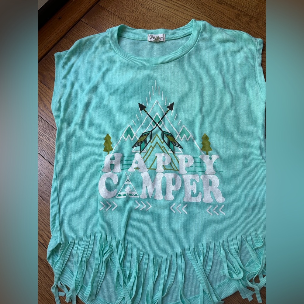 Happy Camper frimge seafoam green tee sz 14 never worn nordstrom sherman